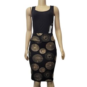 Lularoe Black and Gold Burst Cassie Skirt S